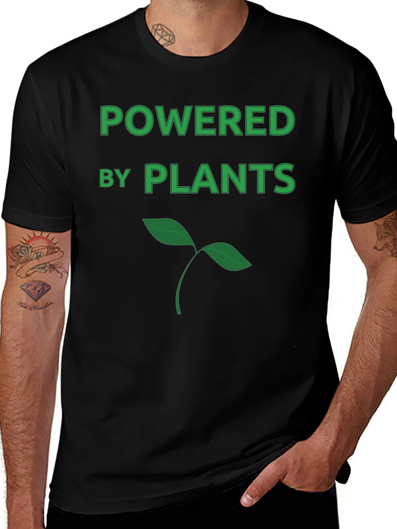 Powered by Plants Black Graphic Tee - Vegan Apparel