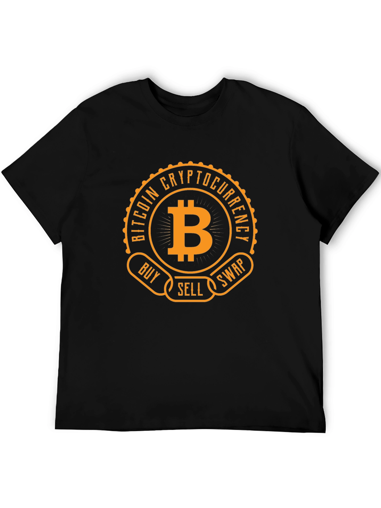 Bitcoin Cryptocurrency Buy Sell Swap Black T-Shirt
