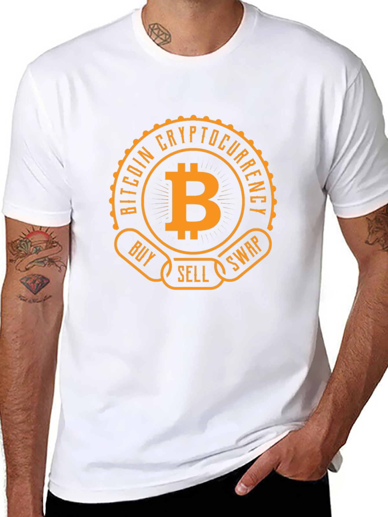 Bitcoin Cryptocurrency Buy Sell Swap Black T-Shirt