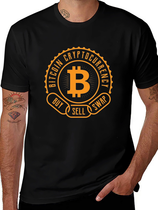 Bitcoin Cryptocurrency Buy Sell Swap Black T-Shirt