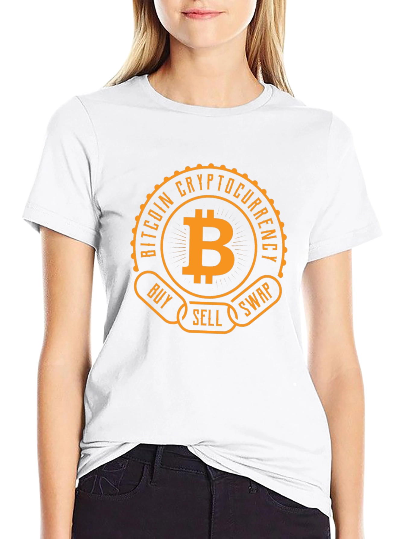 Bitcoin Cryptocurrency Buy Sell Swap Black T-Shirt