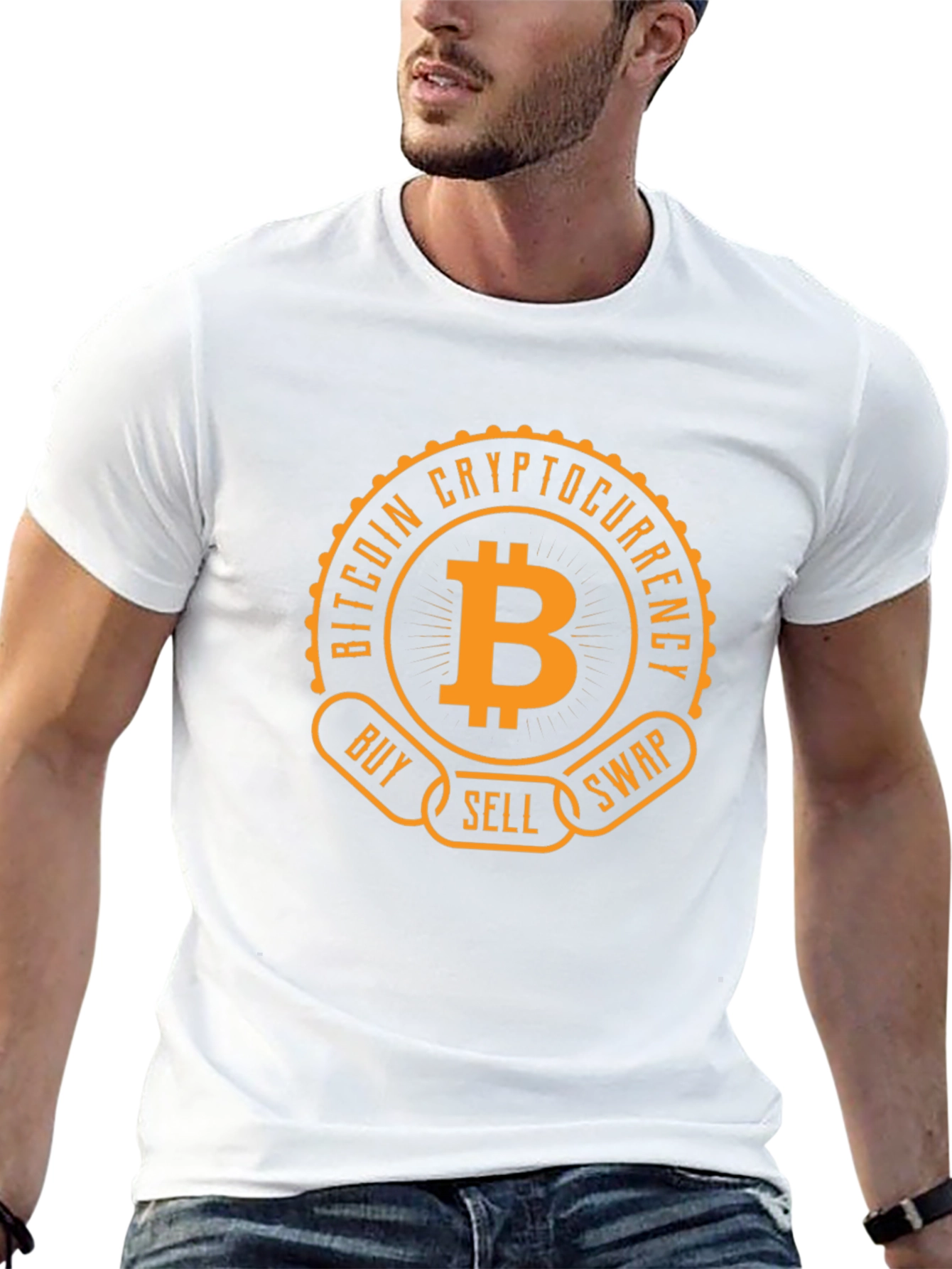 Bitcoin Cryptocurrency Buy Sell Swap Black T-Shirt
