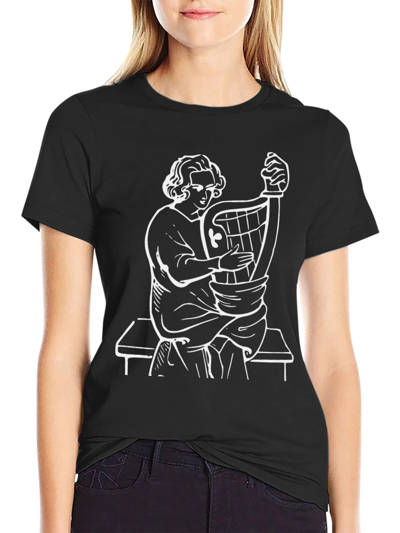 Black T-Shirt with Musician Graphic