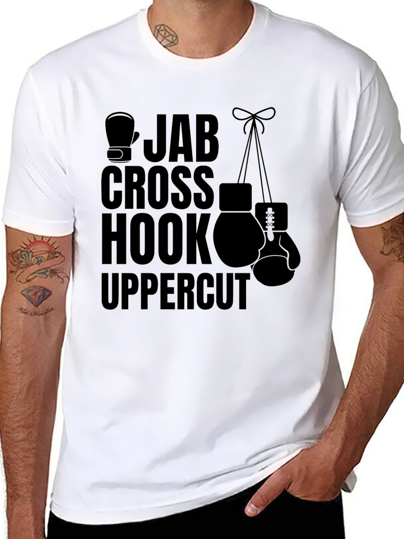 Boxing Moves Graphic Tee - Jab Cross Hook Uppercut