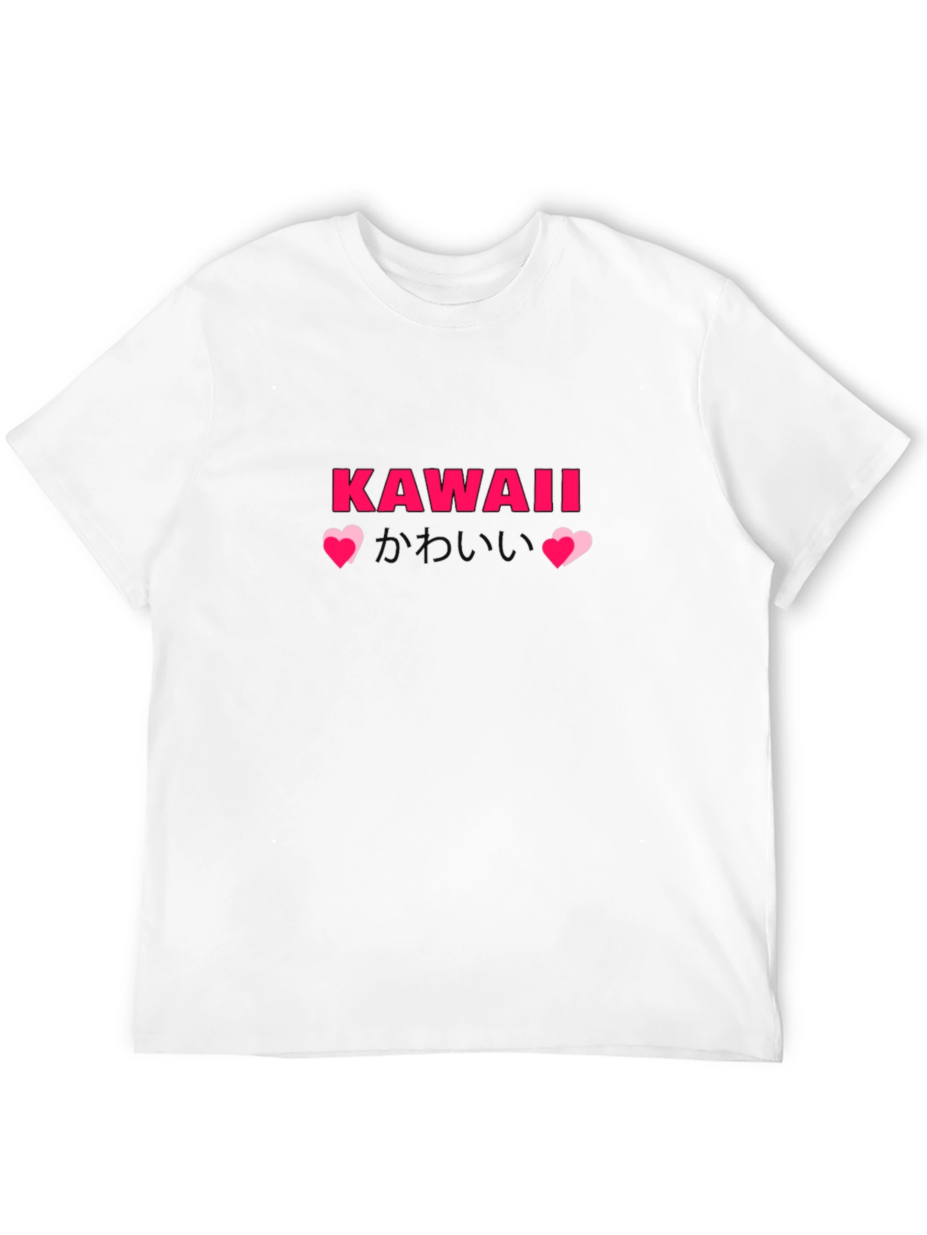 Kawaii Pink Graphic Print Black T-Shirt