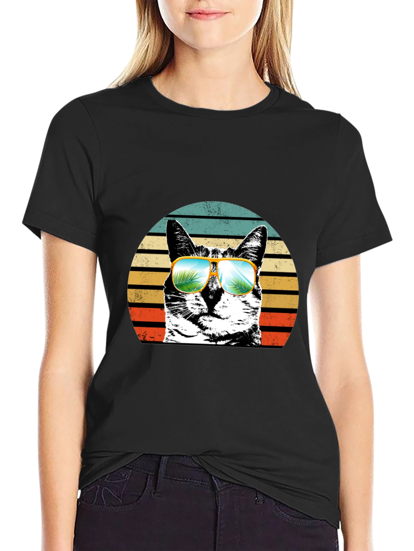 Cool Cat Retro Sunset T-Shirt