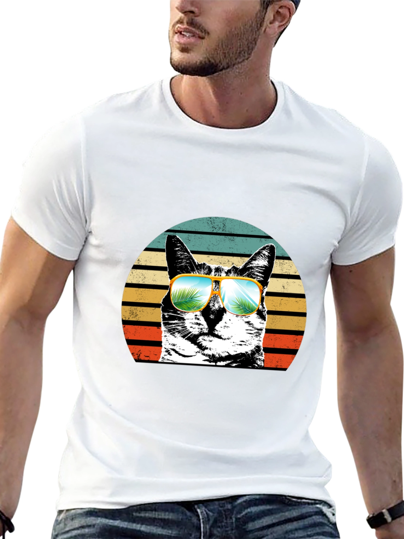 Cool Cat Retro Sunset T-Shirt