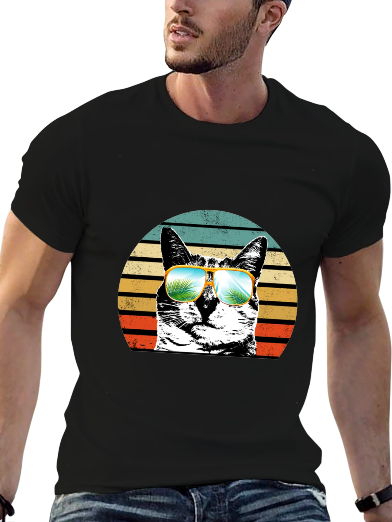 Cool Cat Retro Sunset T-Shirt