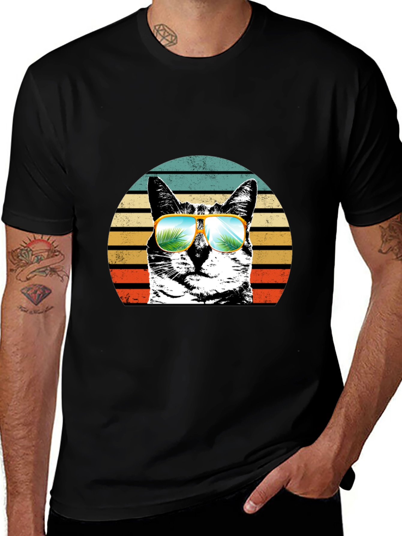 Cool Cat Retro Sunset T-Shirt