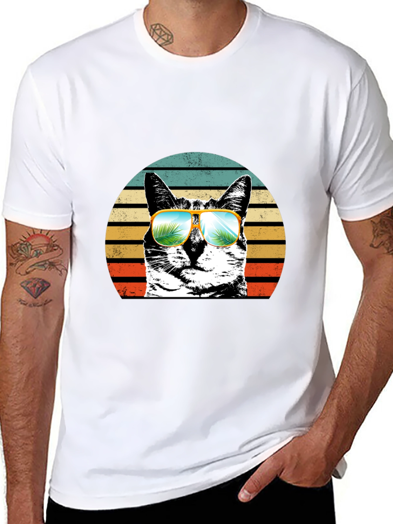 Cool Cat Retro Sunset T-Shirt