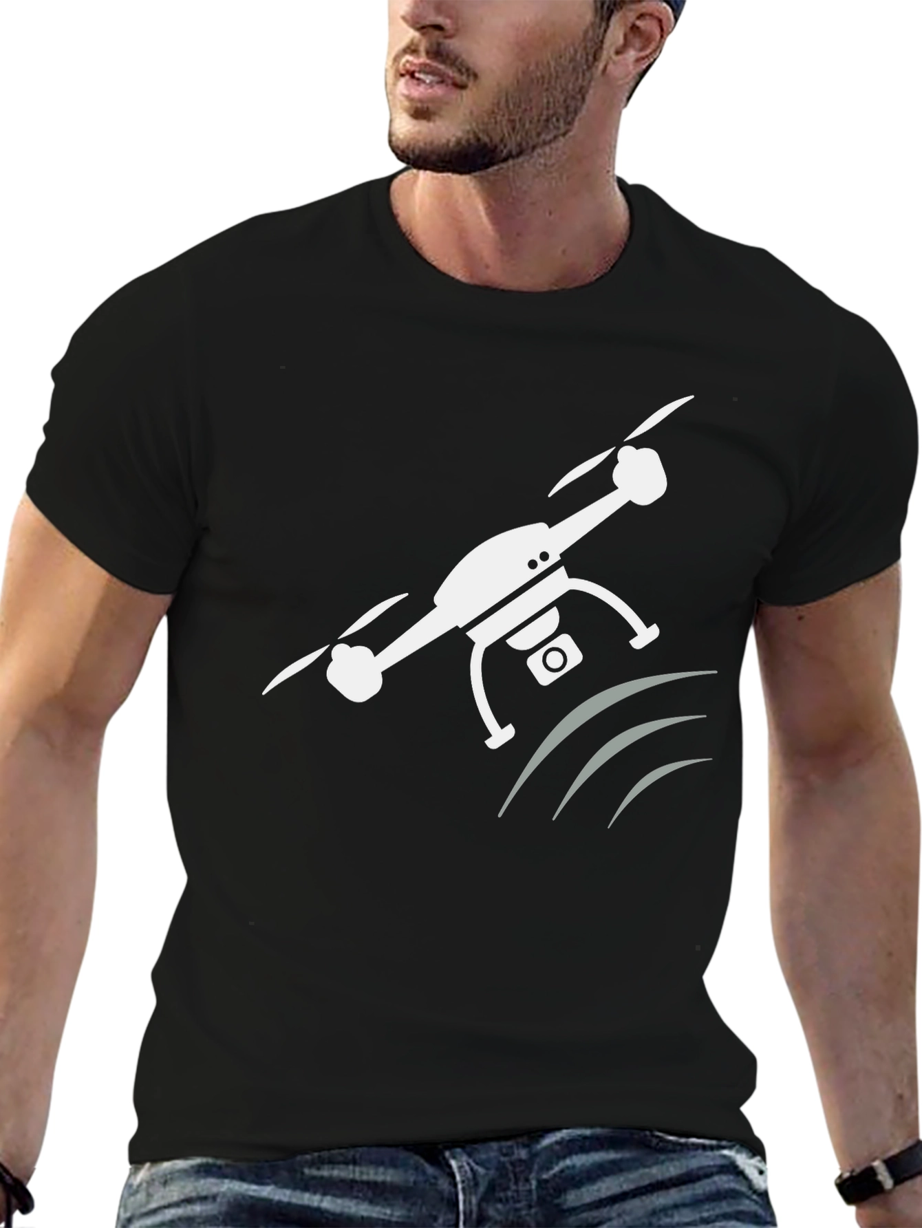 Drone Graphic T-Shirt - Modern Crew Neck Tee
