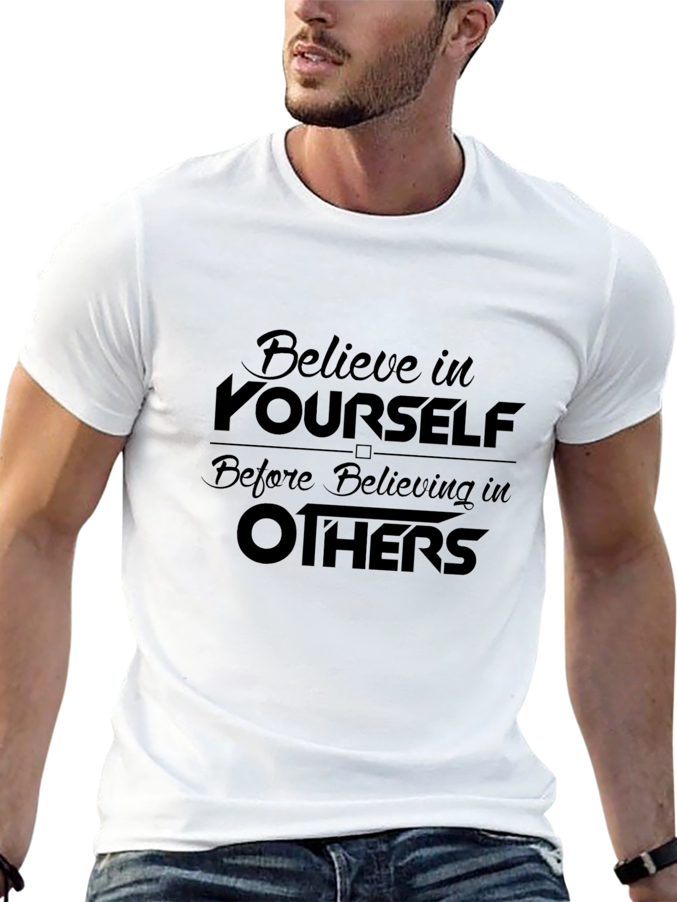Believe in Yourself Graphic Tee - Black Cotton T-Shirt