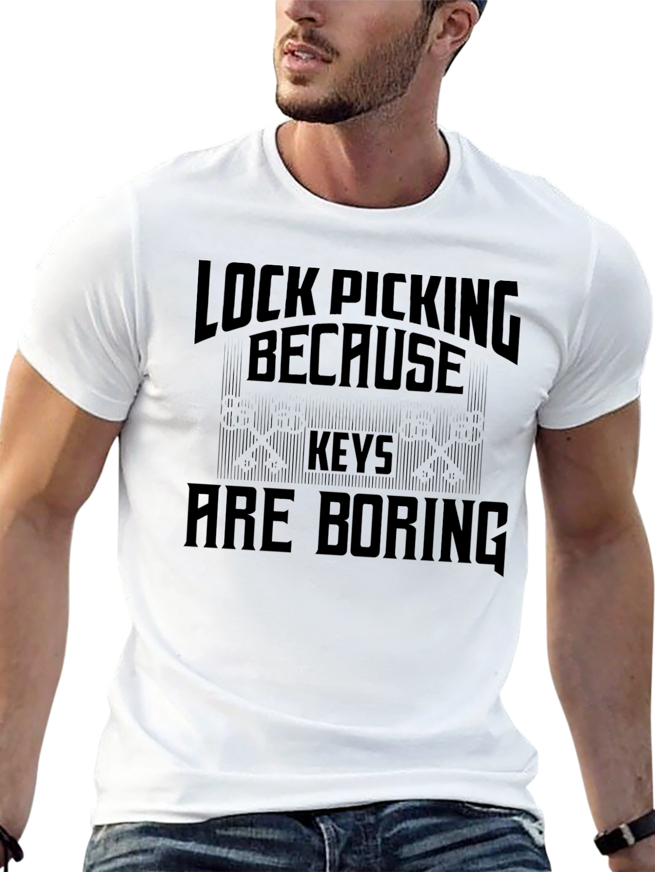 Lock Picking Because Keys Are Boring Black T-Shirt