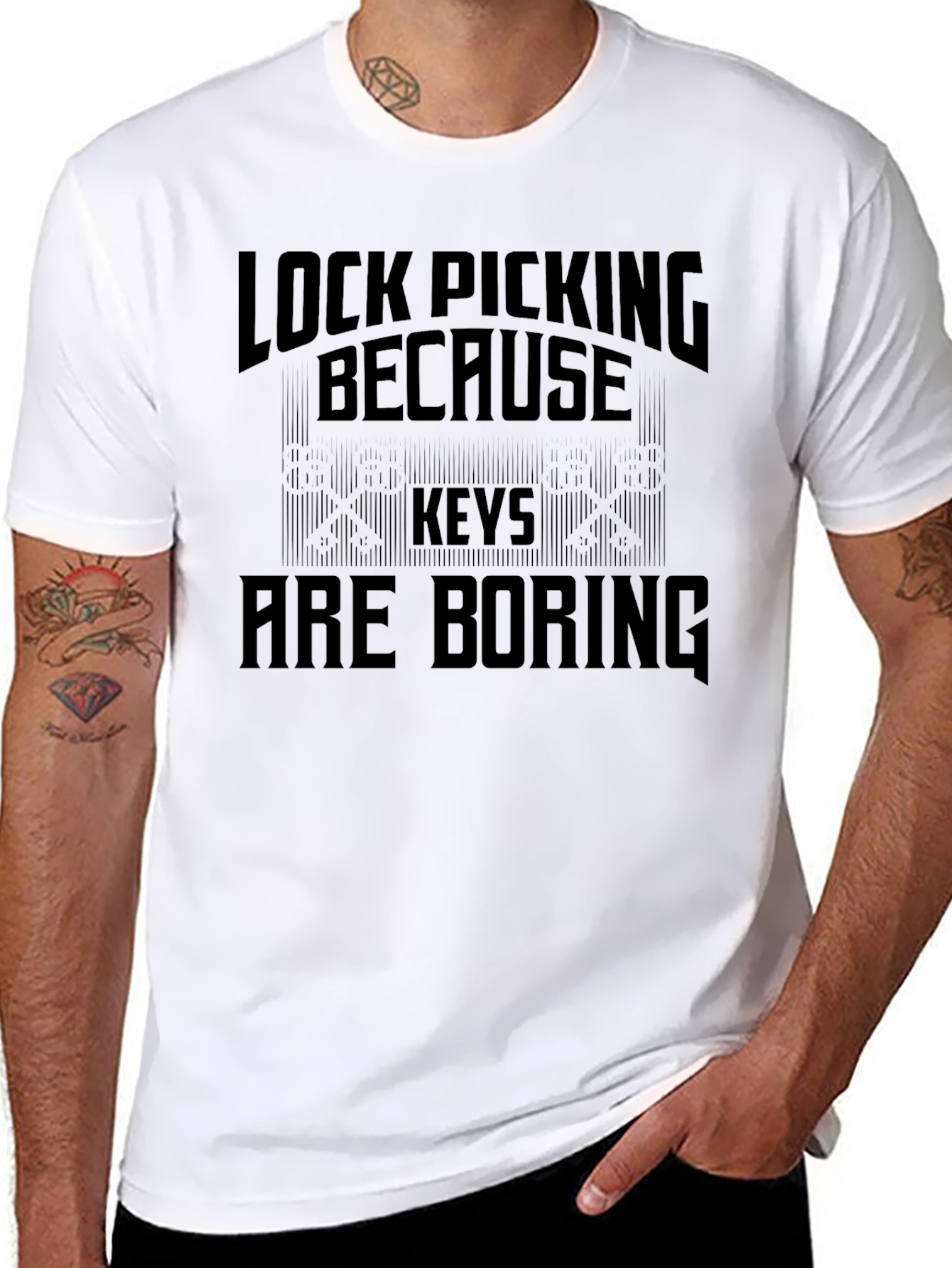 Lock Picking Because Keys Are Boring Black T-Shirt