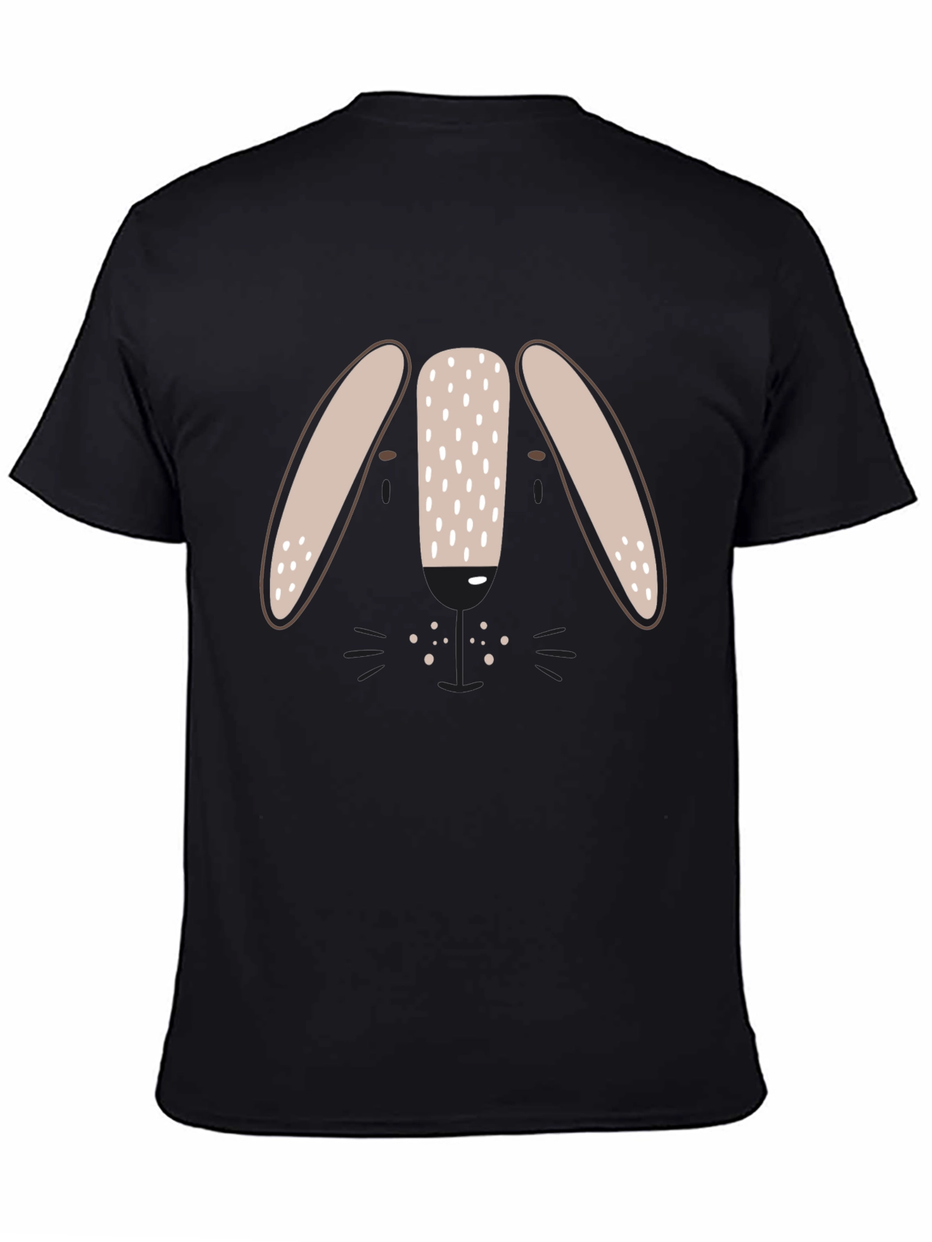 Cute Bunny Face Graphic Tee - Black Unisex T-Shirt