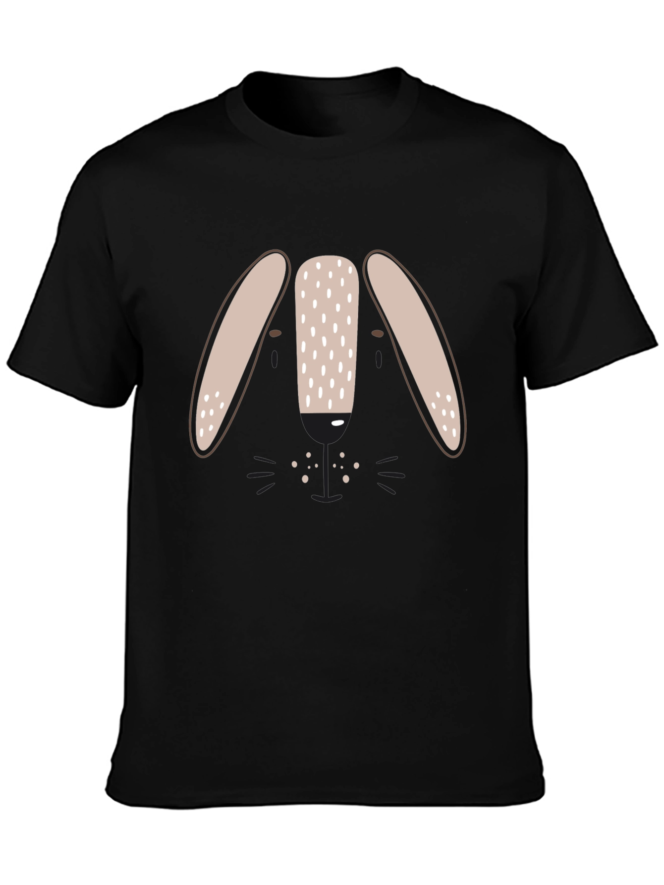 Cute Bunny Face Graphic Tee - Black Unisex T-Shirt