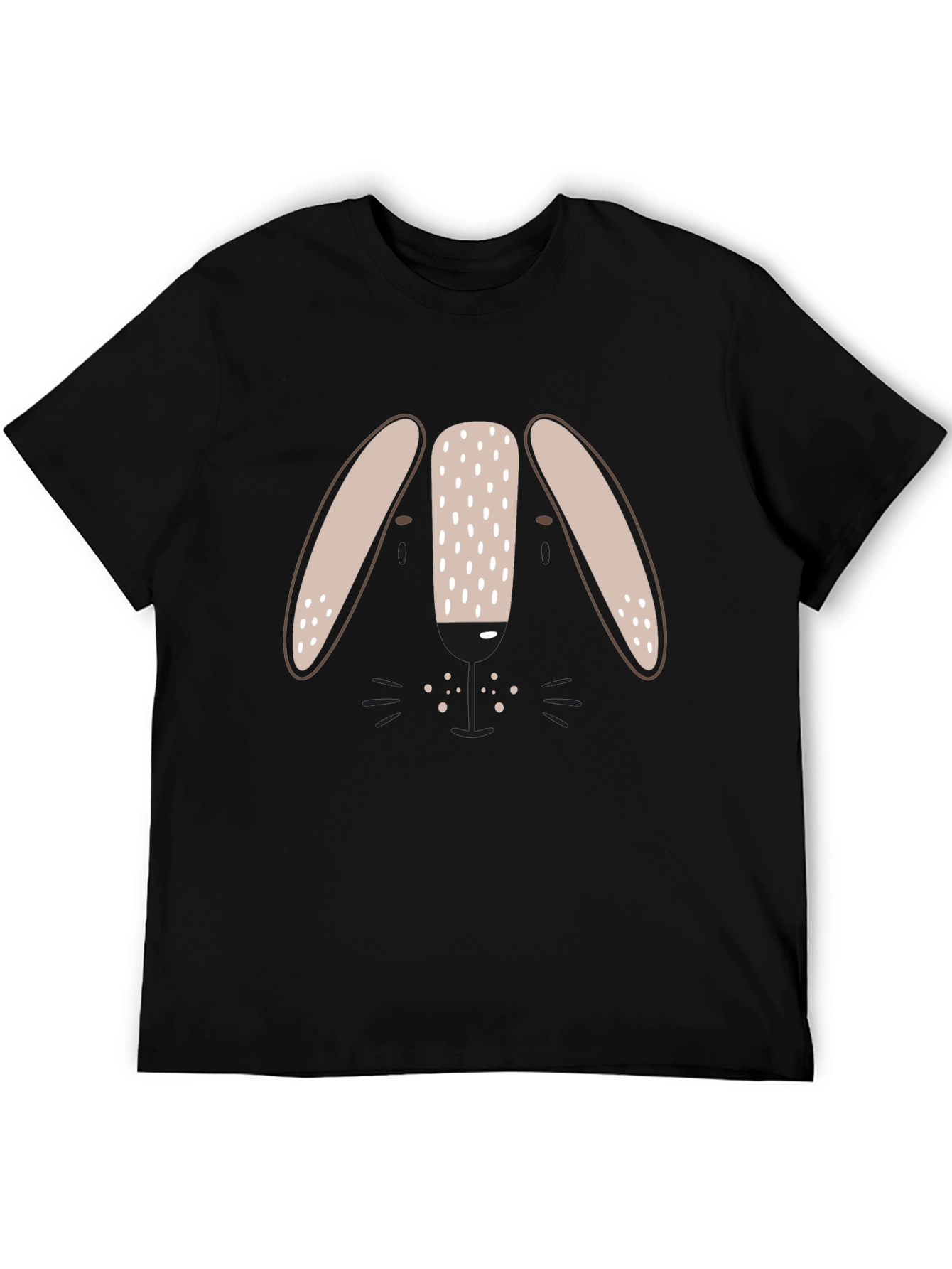 Cute Bunny Face Graphic Tee - Black Unisex T-Shirt
