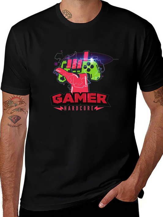 Gamer Hardcore Black T-Shirt - Controller Design