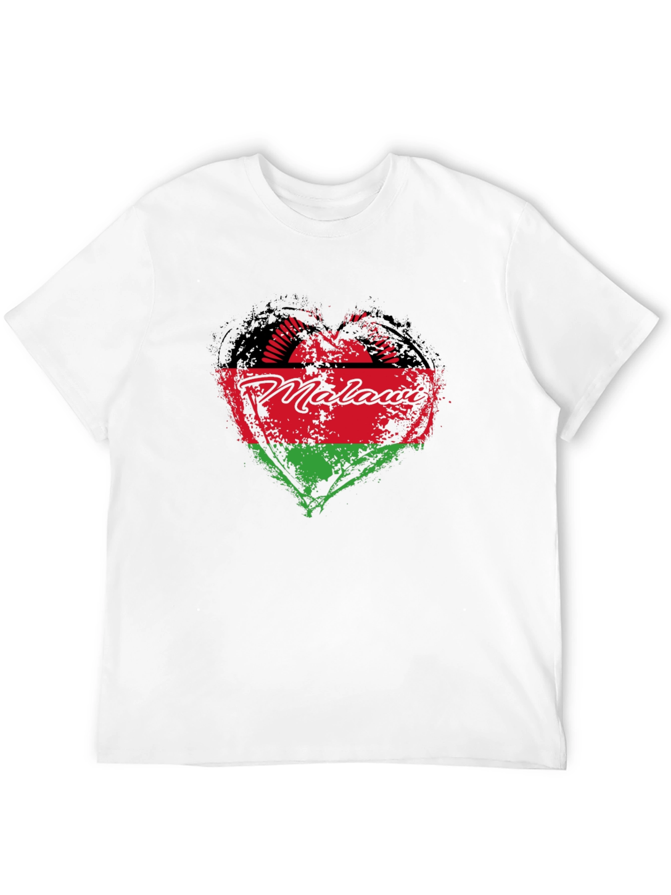Malawi Heart Flag T-Shirt - Black Crew Neck