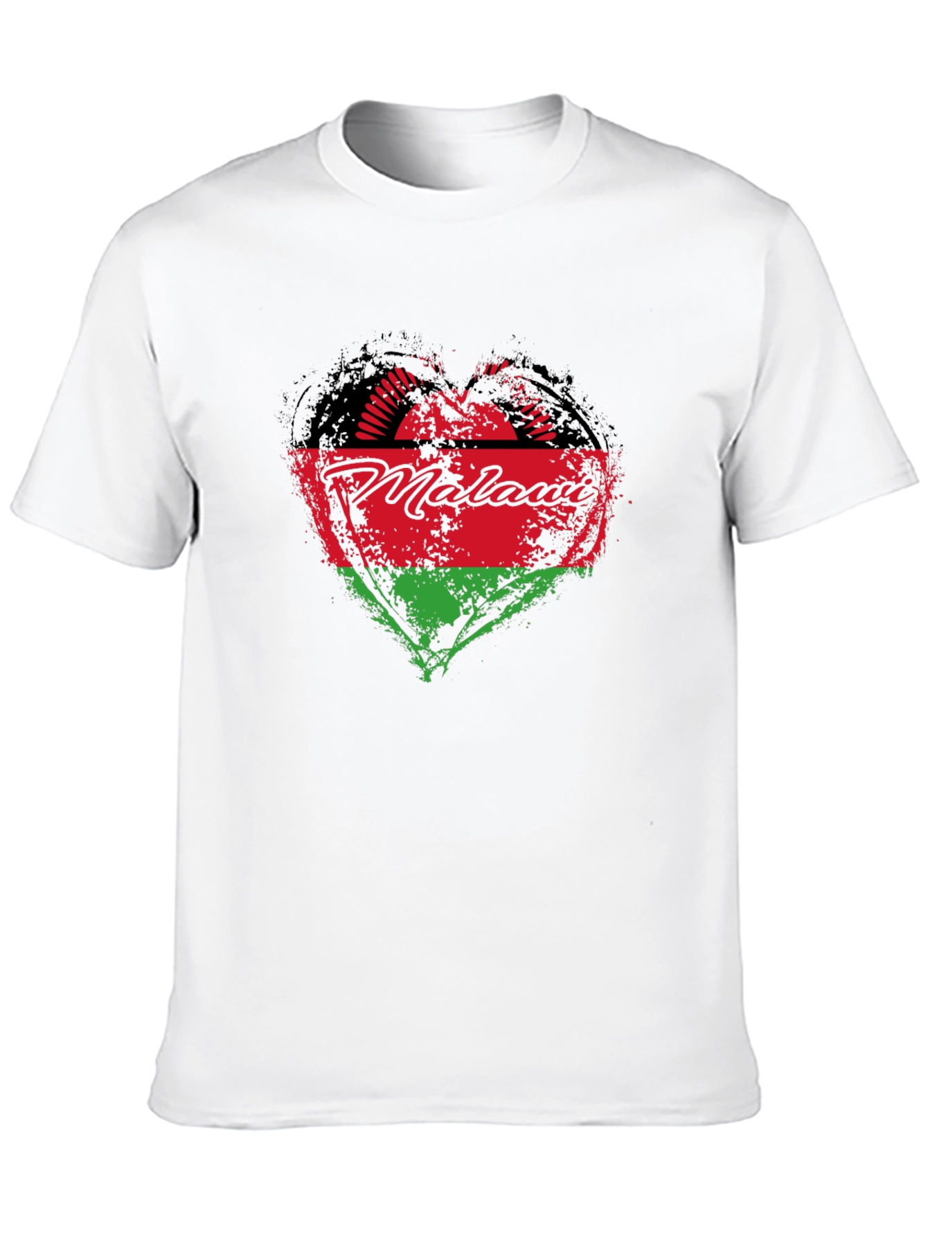 Malawi Heart Flag T-Shirt - Black Crew Neck