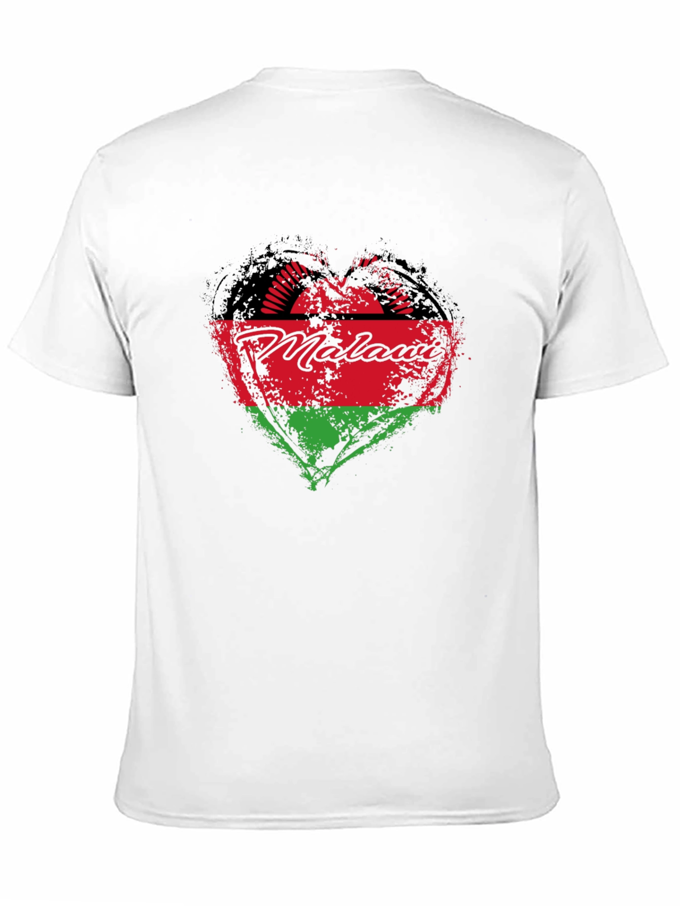 Malawi Heart Flag T-Shirt - Black Crew Neck