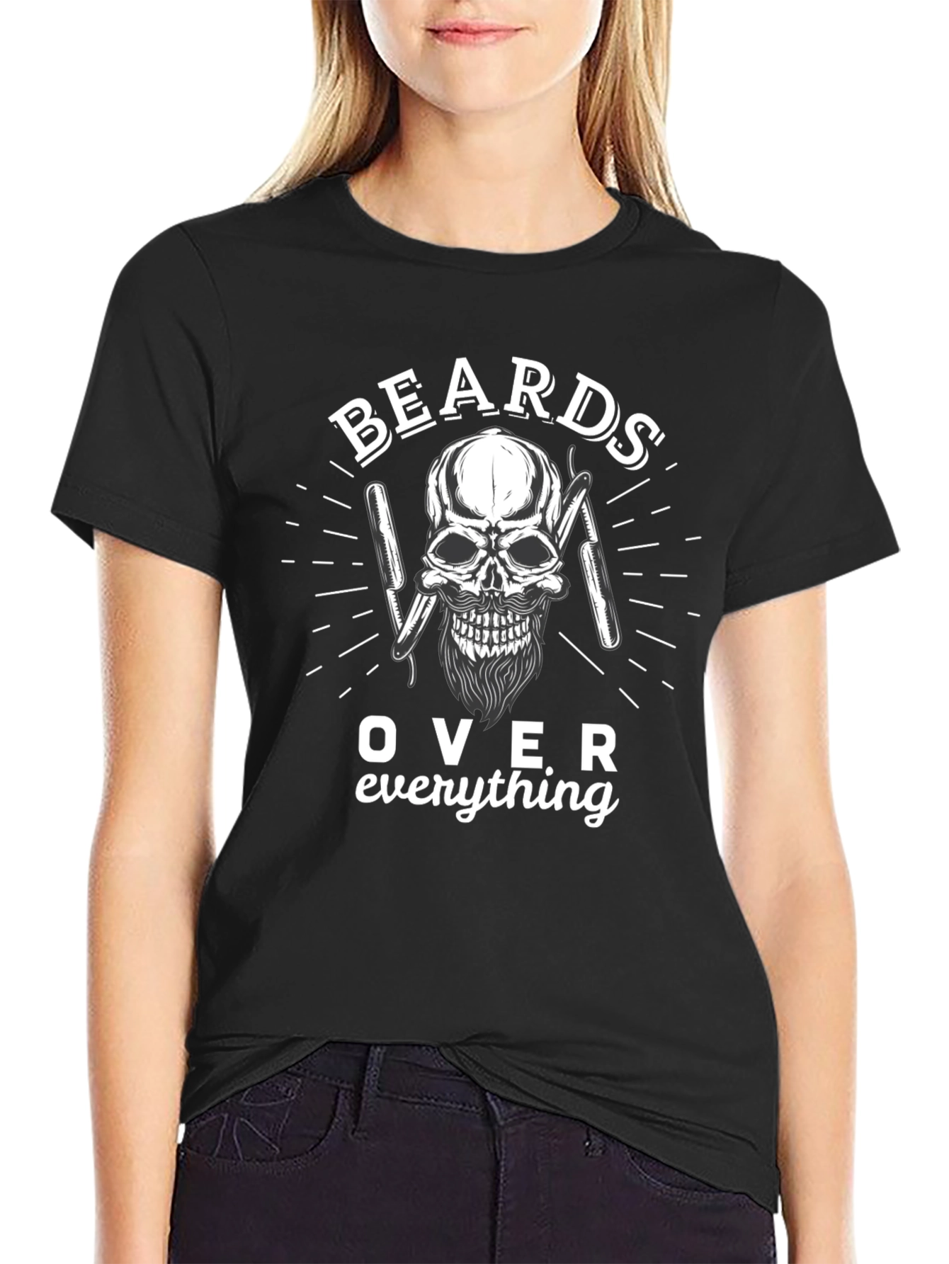 Beards Over Everything Skull Graphic T-Shirt