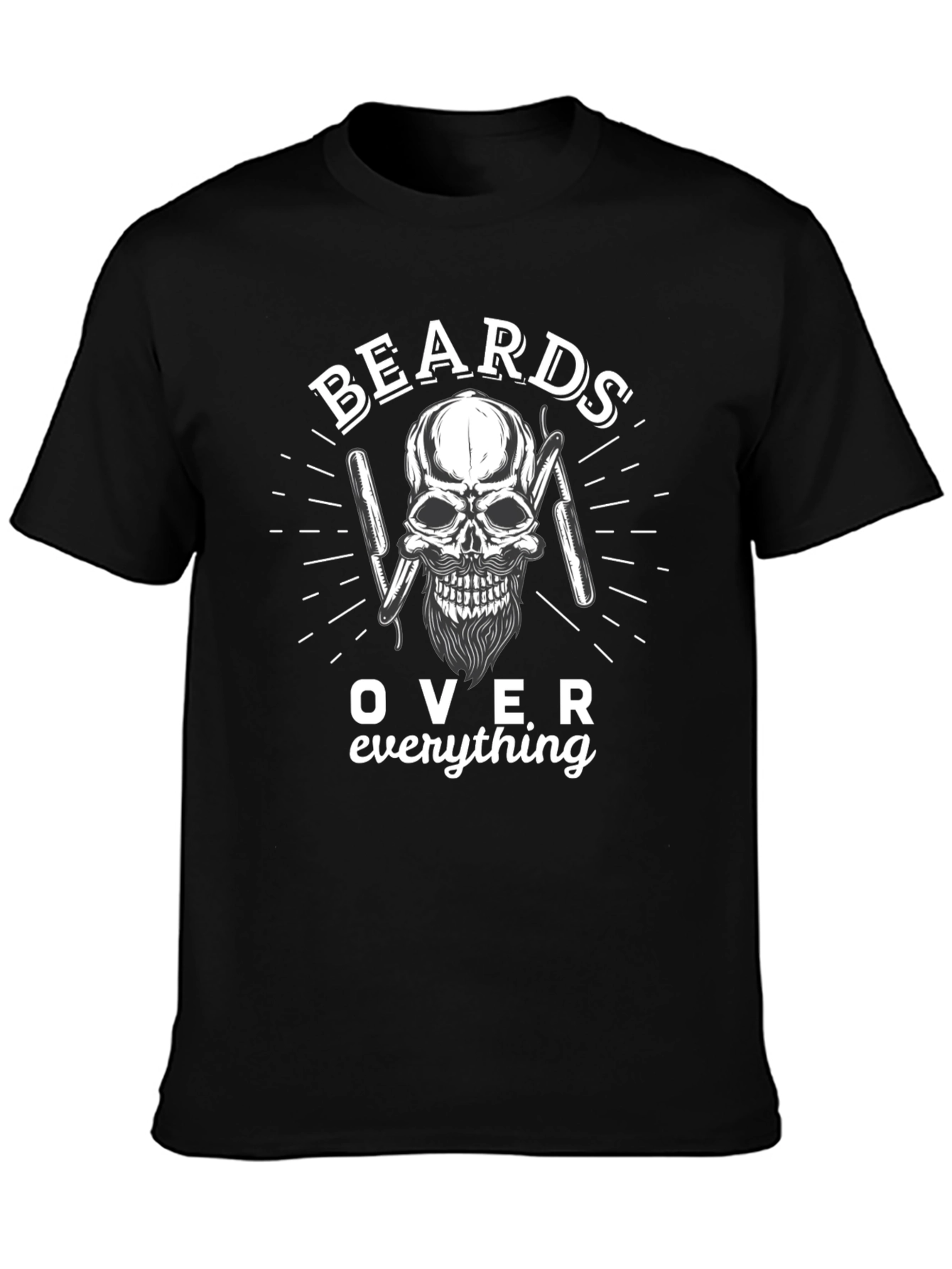 Beards Over Everything Skull Graphic T-Shirt