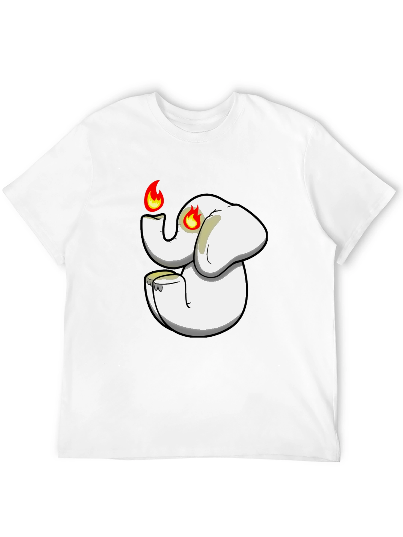 Black T-Shirt with Cartoon Elephant Graphic