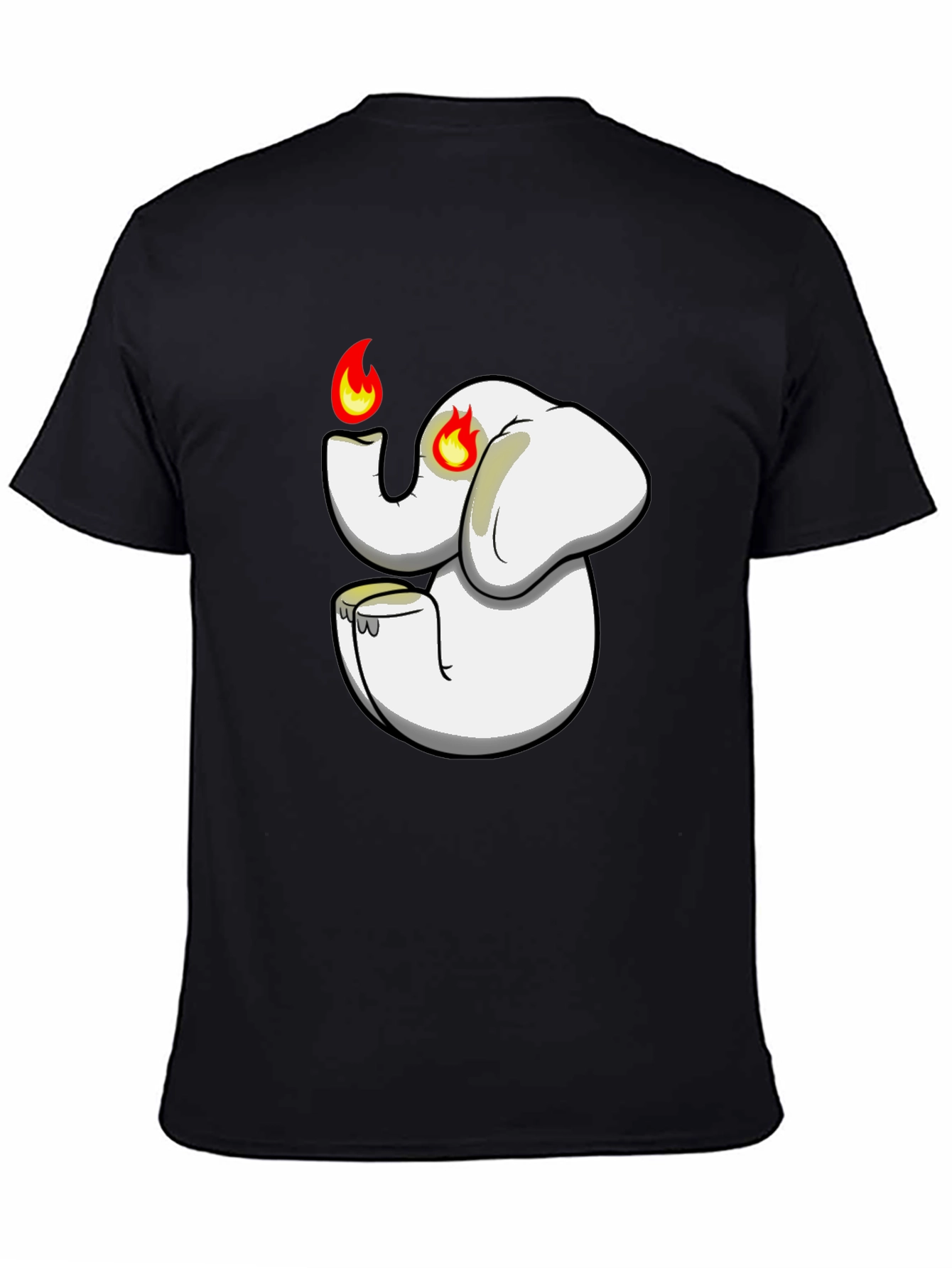 Black T-Shirt with Cartoon Elephant Graphic
