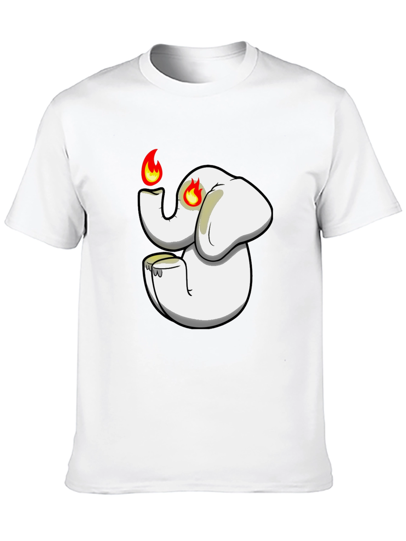 Black T-Shirt with Cartoon Elephant Graphic