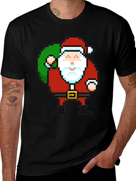 Pixel Santa T-Shirt - Retro Holiday Style
