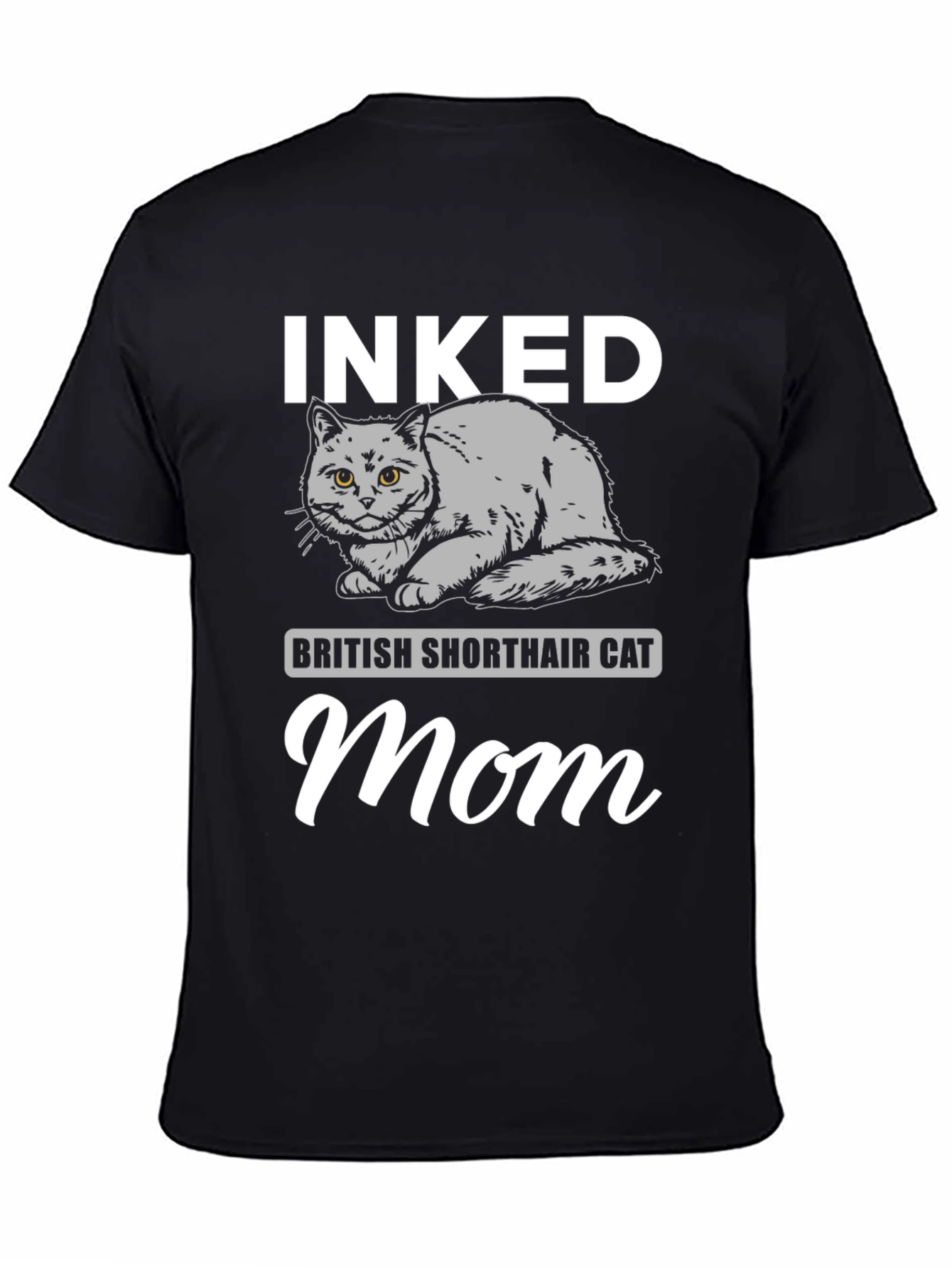 Inked British Shorthair Cat Mom Black T-Shirt