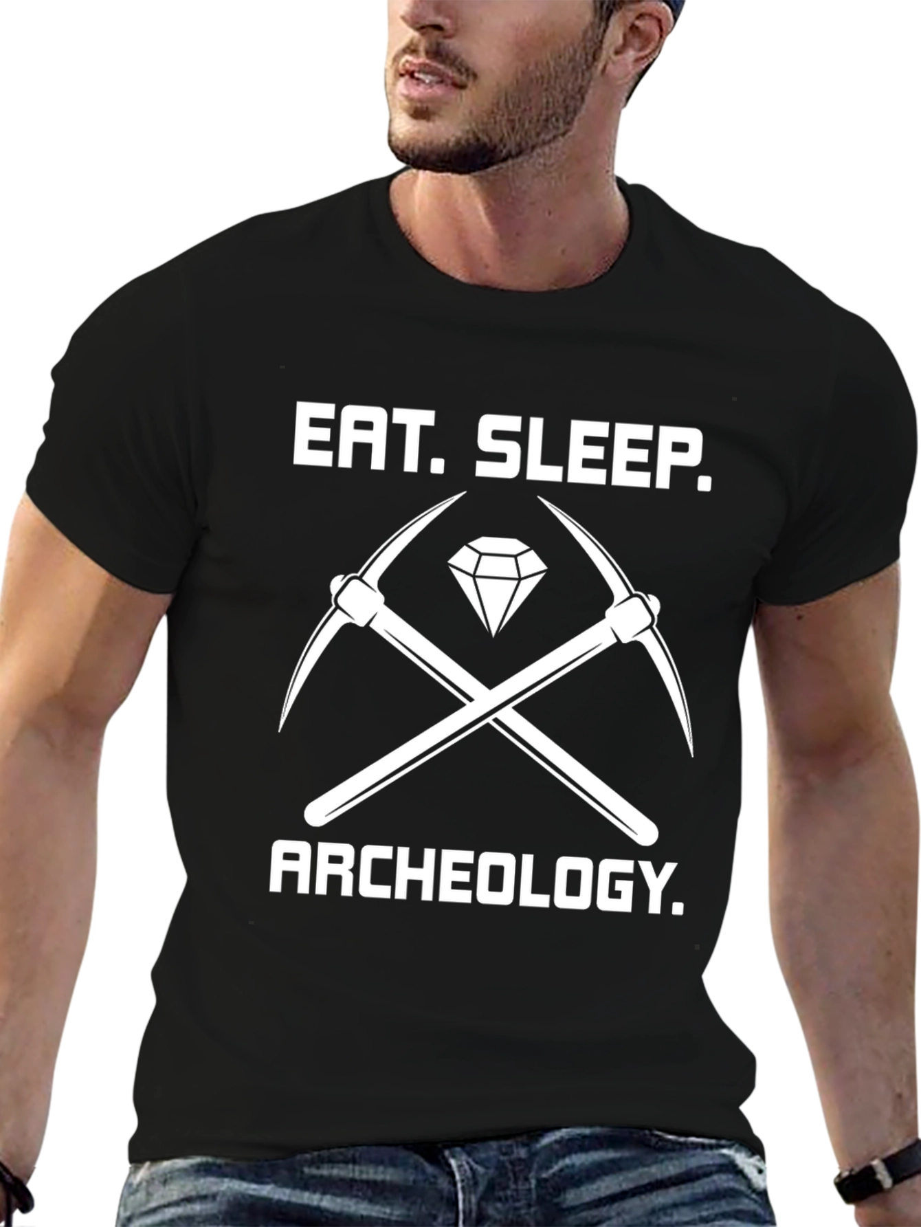 Eat Sleep Archeology T-Shirt - Black Crew Neck Tee