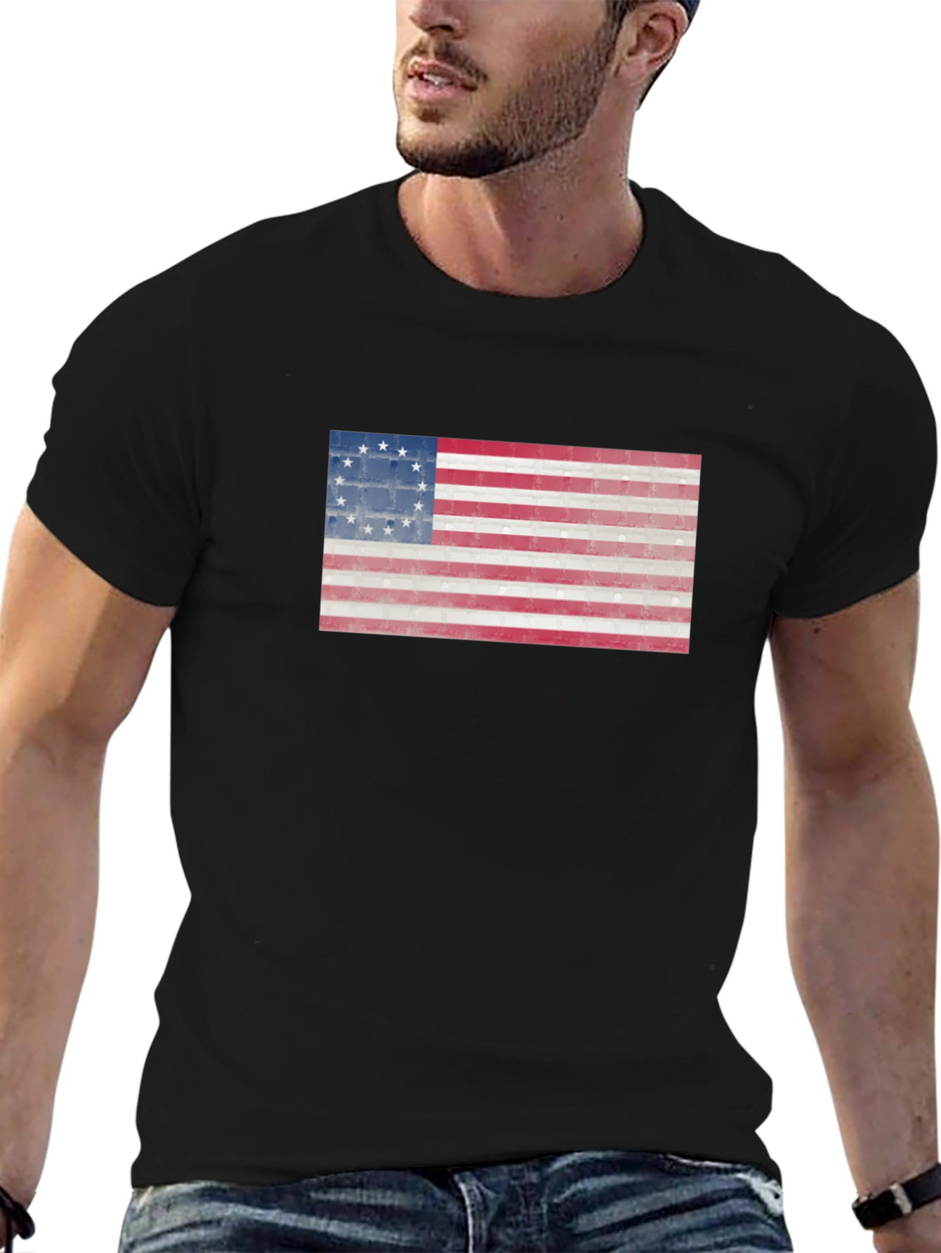 Betsy Ross Flag Graphic Tee - Patriotic Black T-Shirt