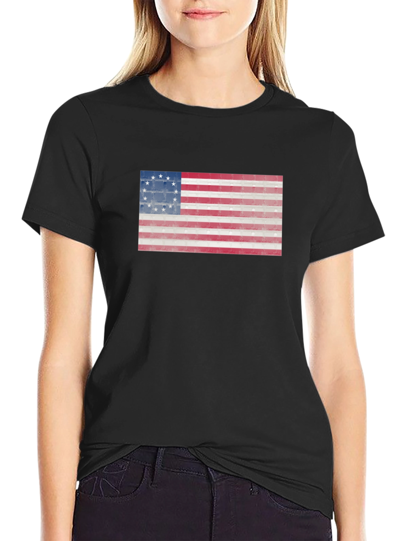 Betsy Ross Flag Graphic Tee - Patriotic Black T-Shirt