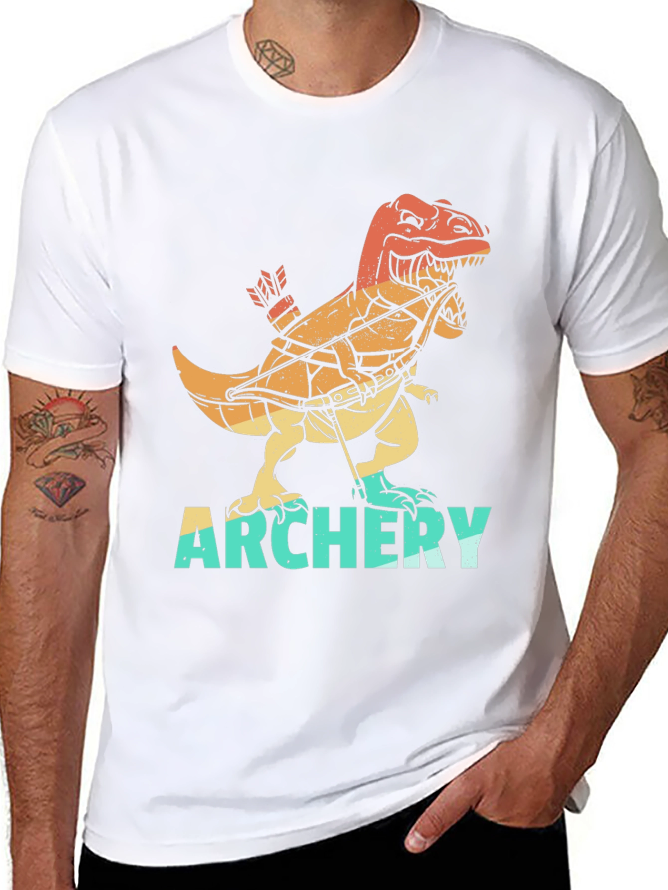 Dino Archer T-Shirt - Retro Archery Rex Tee