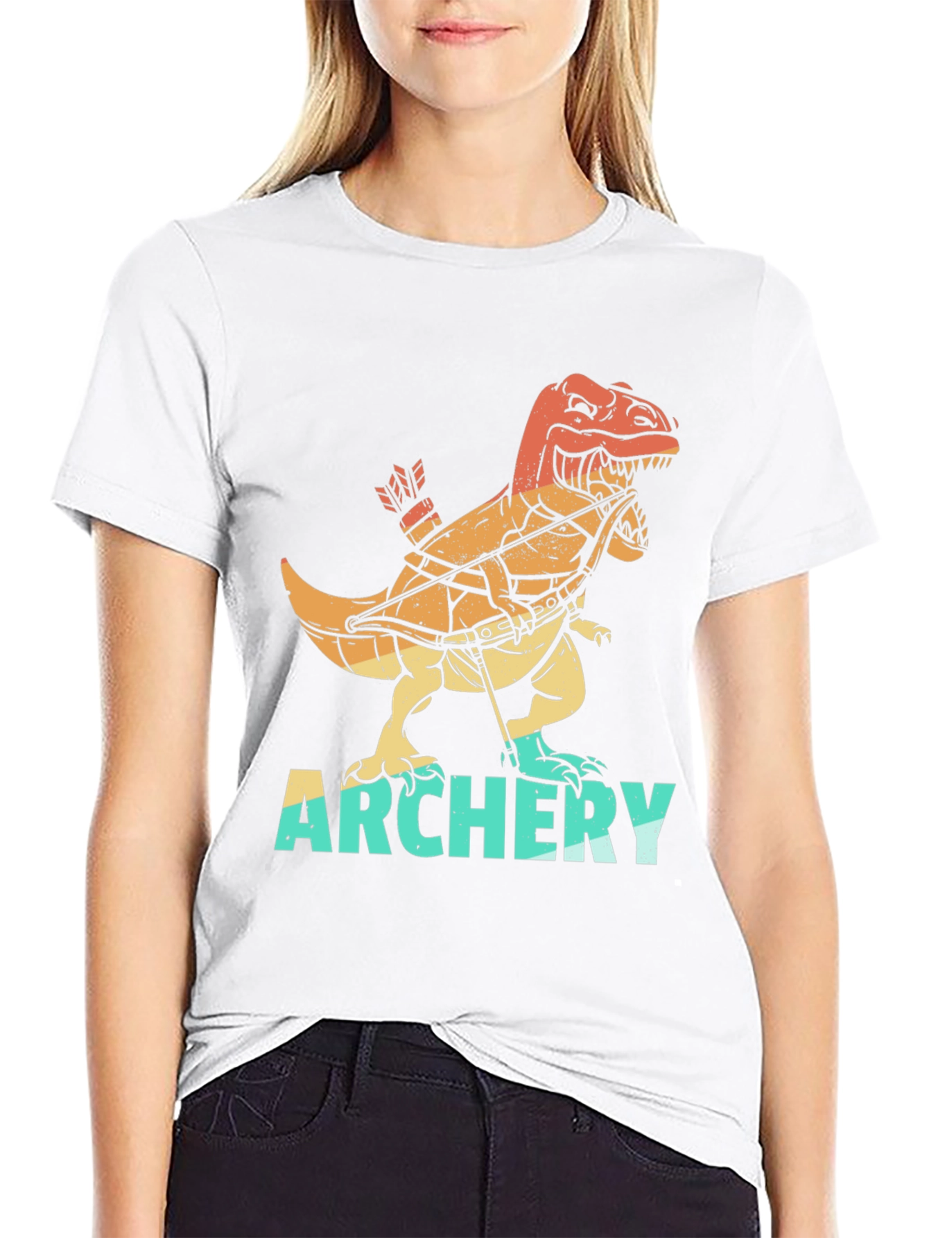 Dino Archer T-Shirt - Retro Archery Rex Tee