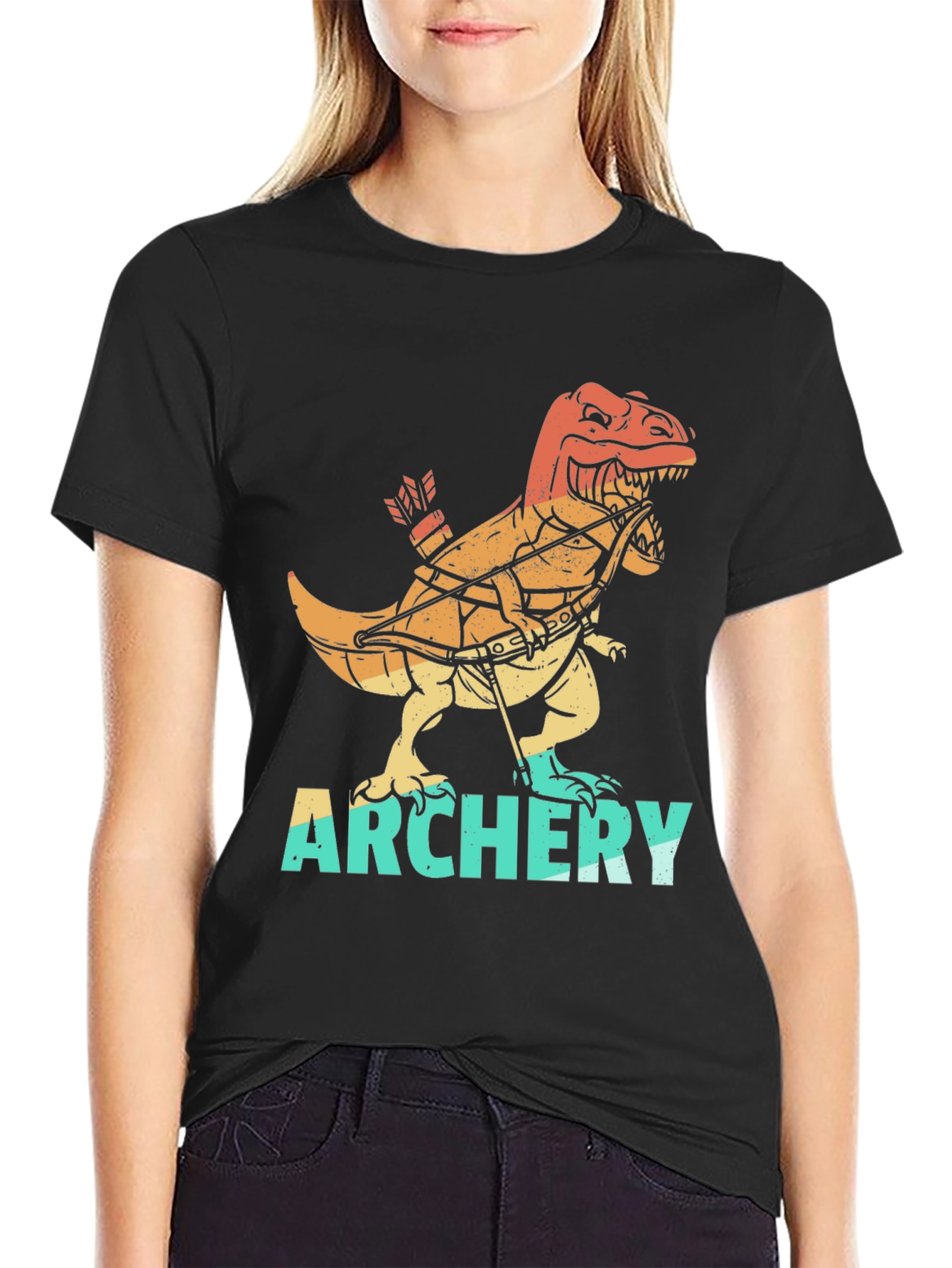 Dino Archer T-Shirt - Retro Archery Rex Tee