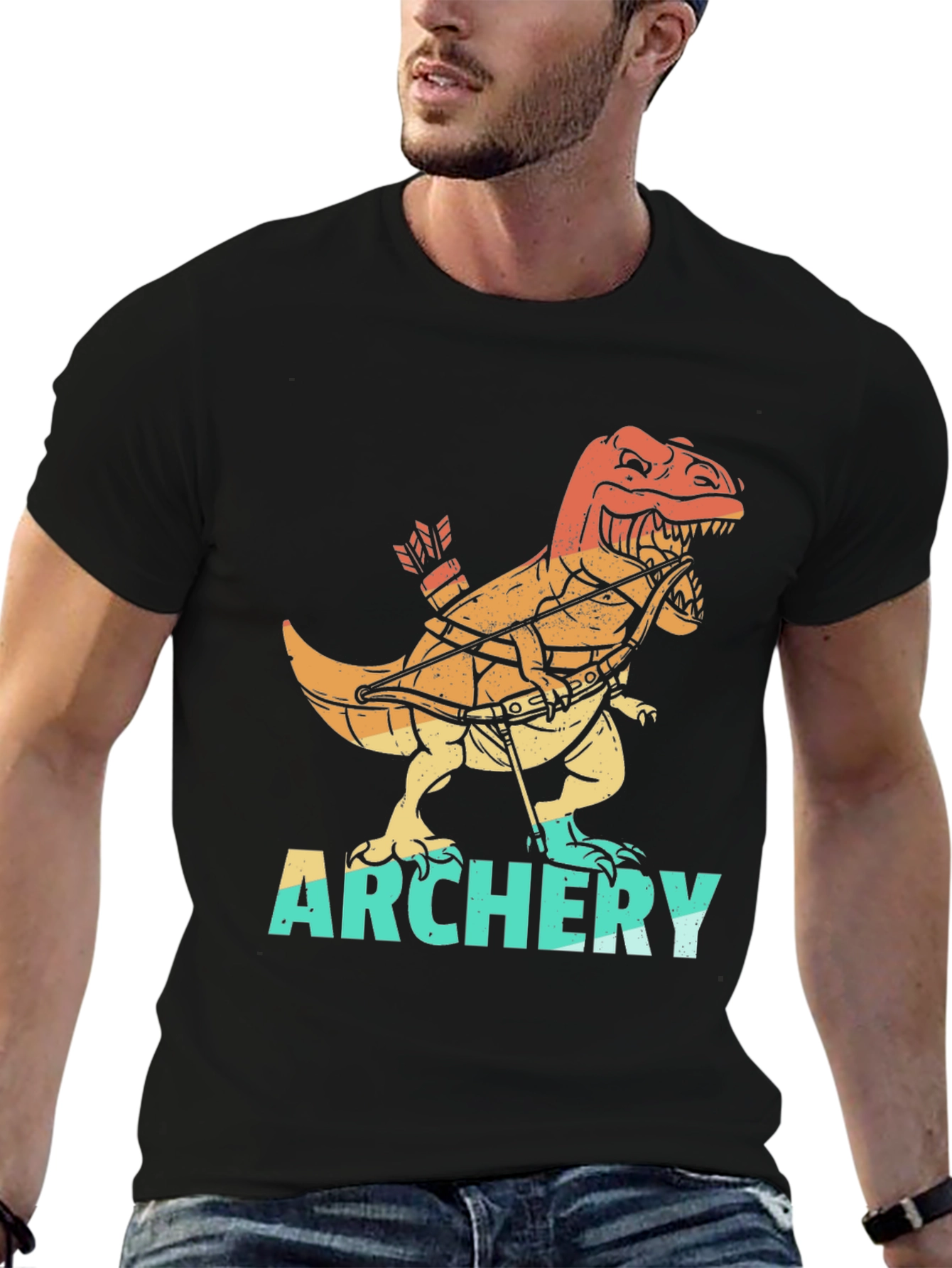 Dino Archer T-Shirt - Retro Archery Rex Tee