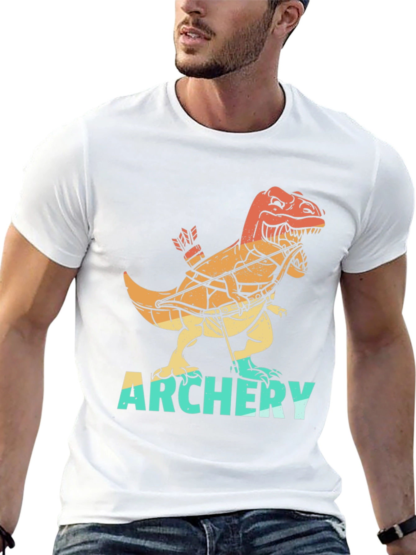 Dino Archer T-Shirt - Retro Archery Rex Tee