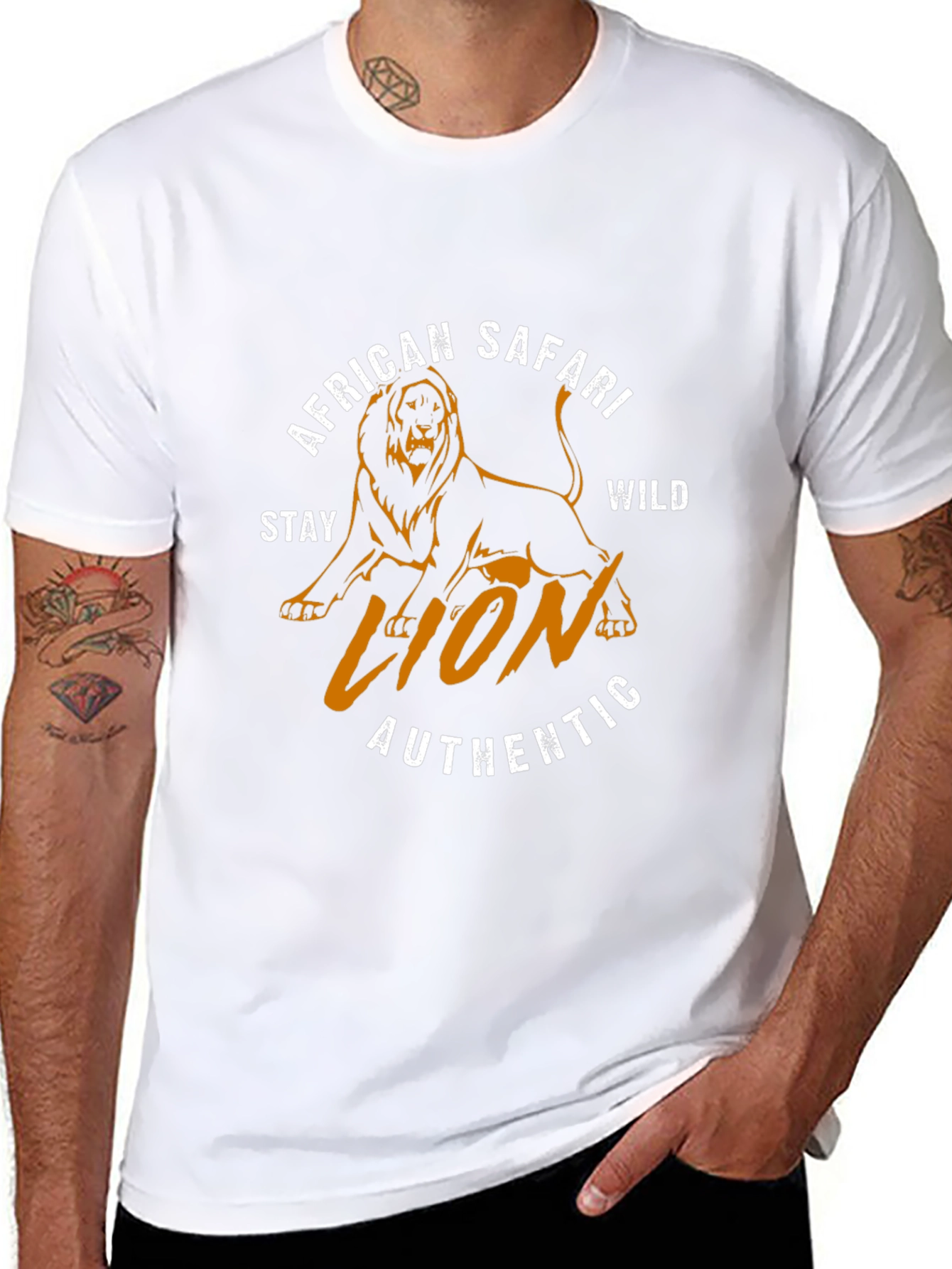 African Safari Lion Graphic Tee - Stay Wild Authentic