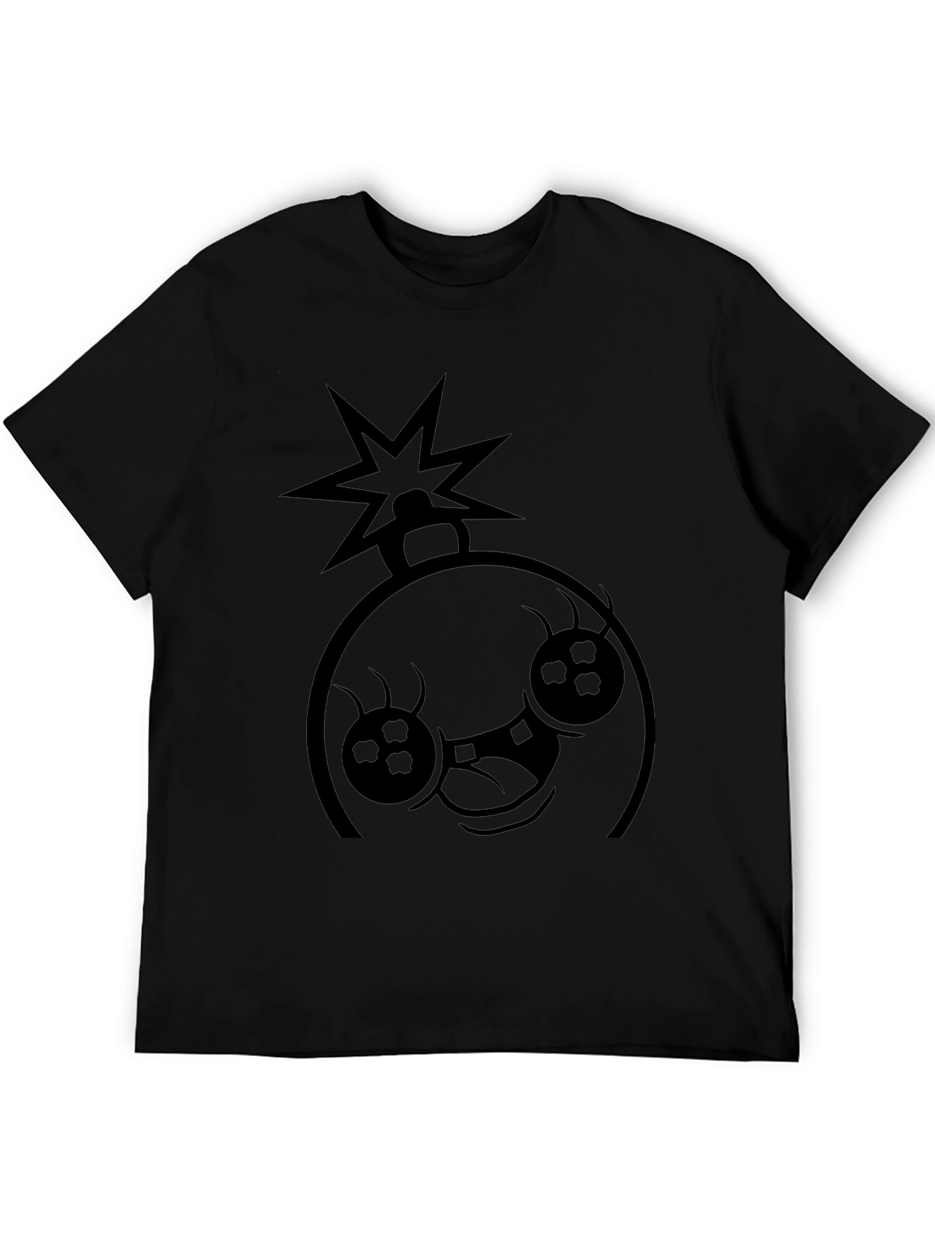 Bomb Face Graphic Tee - Black Cotton Casual T-Shirt
