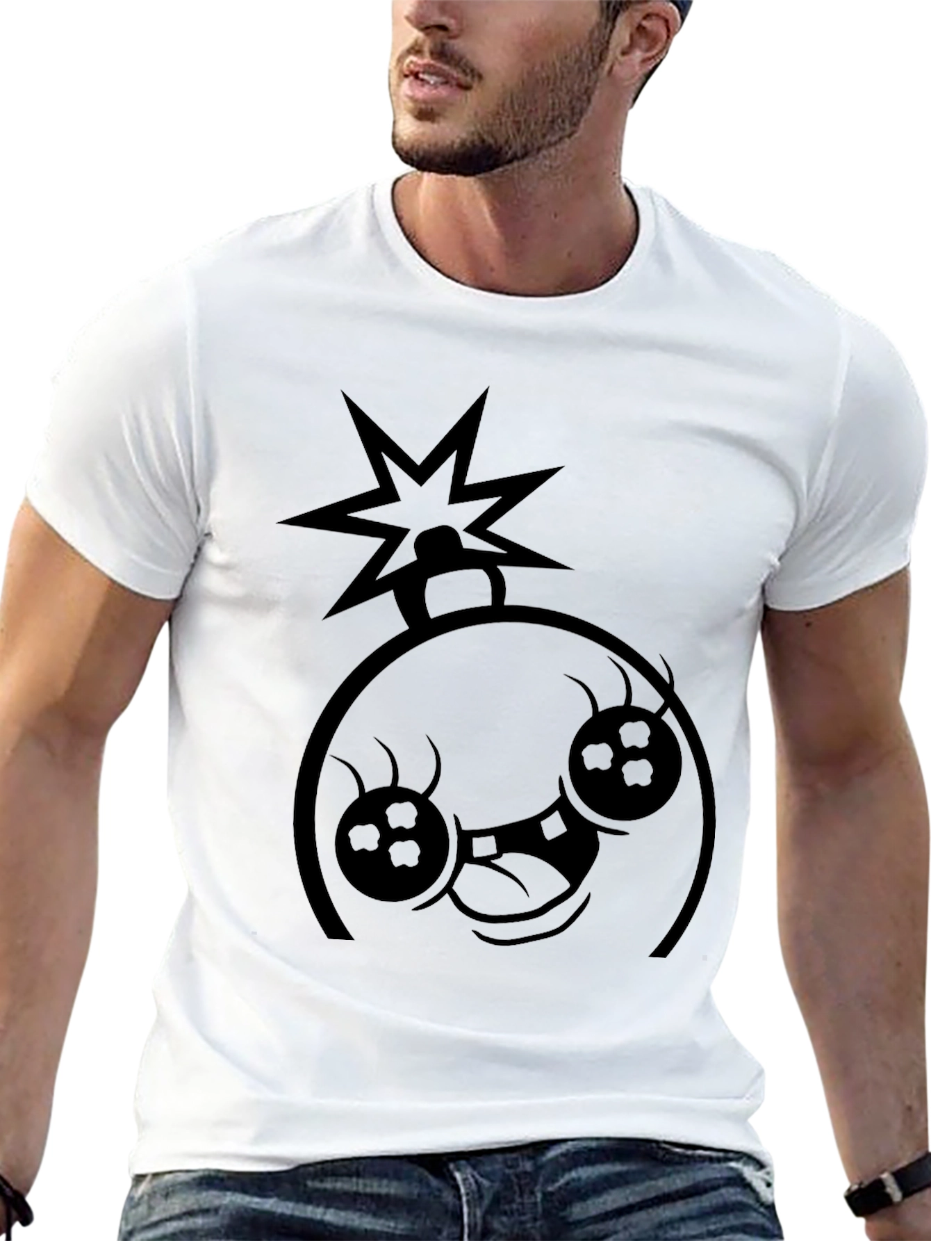 Bomb Face Graphic Tee - Black Cotton Casual T-Shirt