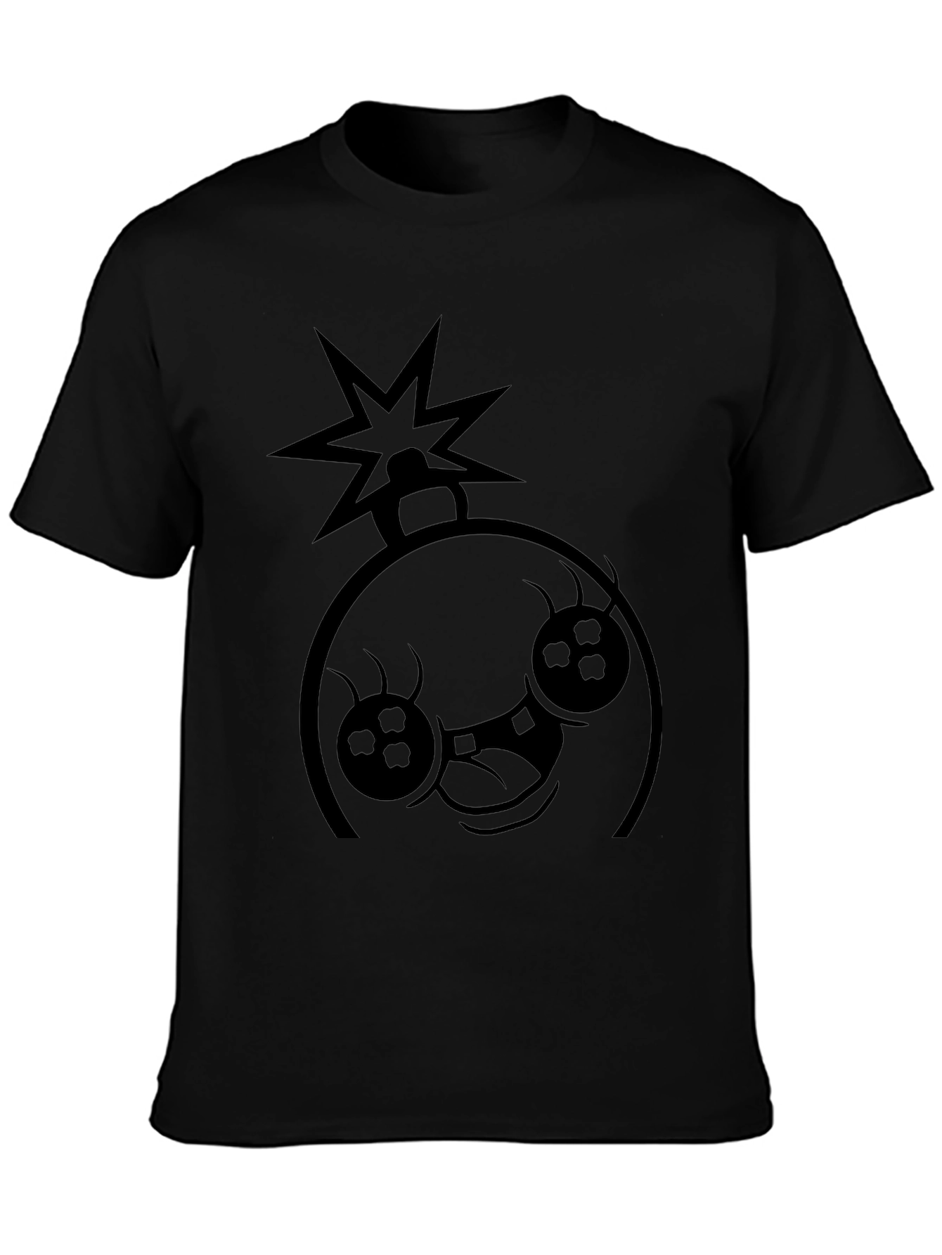 Bomb Face Graphic Tee - Black Cotton Casual T-Shirt