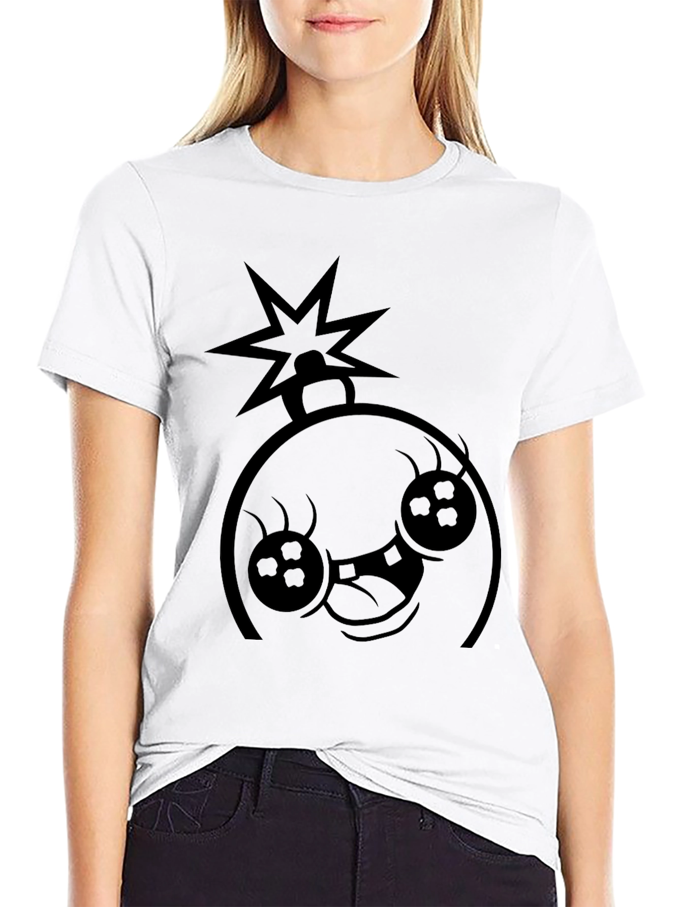 Bomb Face Graphic Tee - Black Cotton Casual T-Shirt