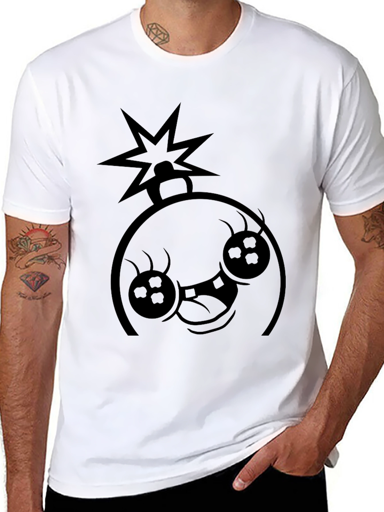 Bomb Face Graphic Tee - Black Cotton Casual T-Shirt