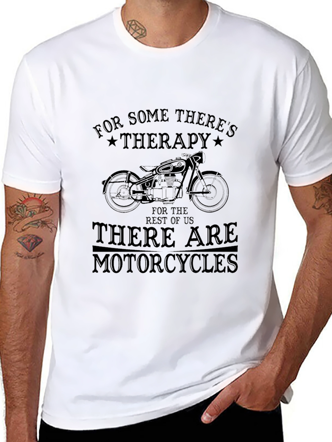 Motorcycle Therapy Graphic T-Shirt - Black