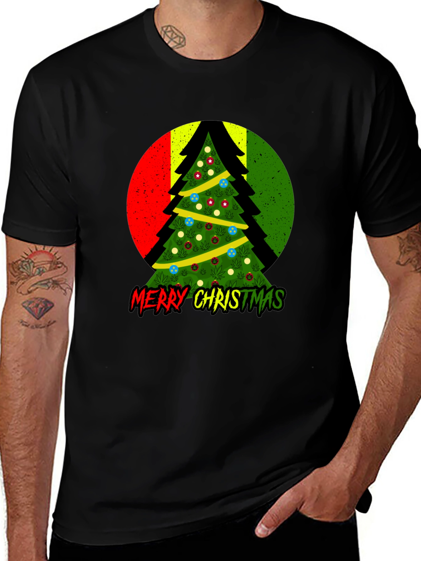 Rasta Christmas Tree T-Shirt - Merry Christmas