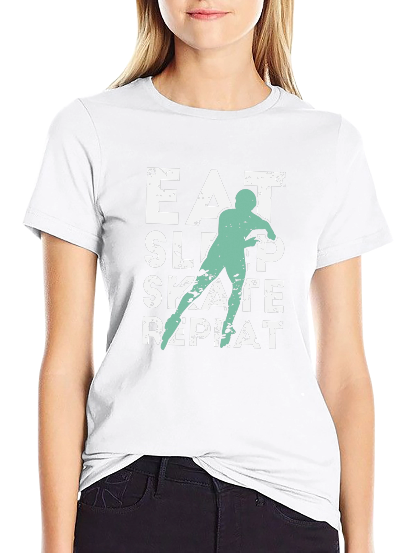 Eat Sleep Skate Repeat Black T-Shirt