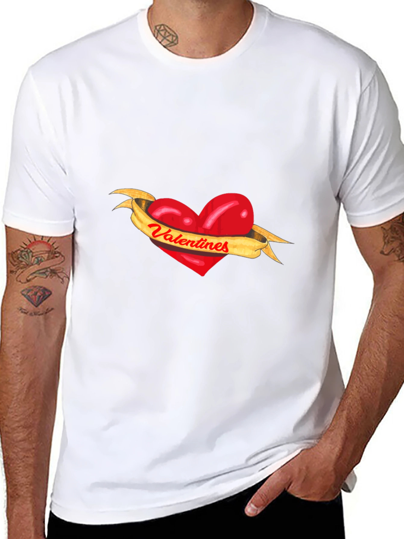 Valentines Heart Ribbon Graphic Tee